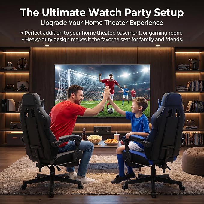 DL-win Gaming Chairs for Adults, Computer Chair with Footrest and High Back, Big and Tall Gamer Chair's with Massage Lumbar Support, 360° Swivel Height Adjustable Gaming Chair, Grey - Image 4