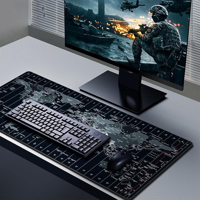 JIALONG Large Gaming Mouse Pad Extended Desk Mat XXL Mousepad with Non-Slip Keyboard Pad for Office Laptop, Computer and PC - 35.4 x 15.7 inches World Map - Image 5