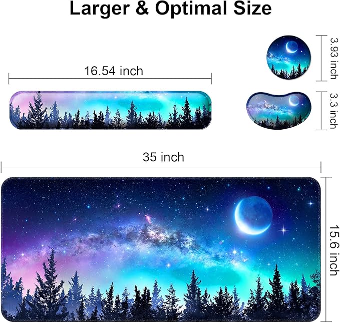 4 in 1 Mouse Pad and Keyboard Wrist Rest,Large Desk Mat,Coaster Set-Forest - Image 6