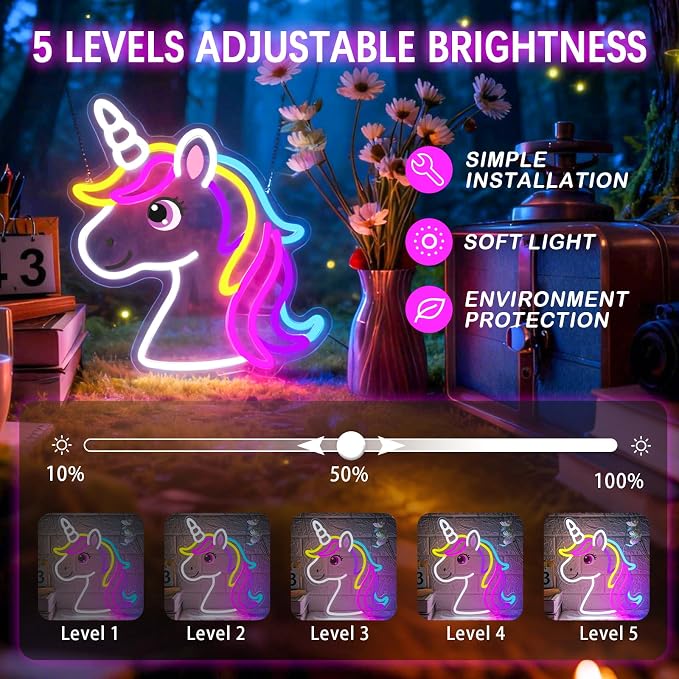 Unicorn Neon Sign for Girls Room Colorful Unicorn Neon Light Wall Decor - Image 8