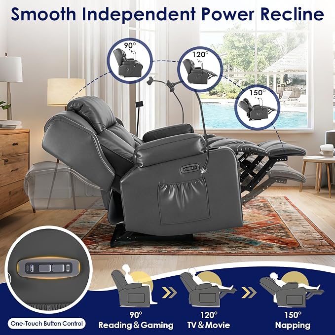 Redlife Power Loveseat Recliner Sofa with Console, Blue LED Lights - Image 4