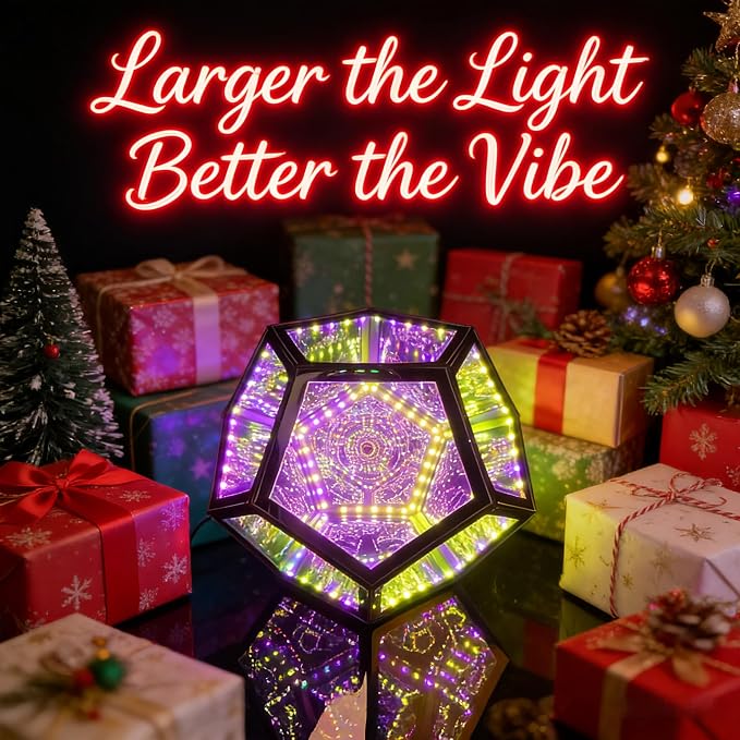 Extra Large Infinity Dodecahedron Mirror Light, RGBW Abyss Lamp - Image 6