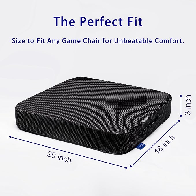 Ifoam Gel Infused Memory Foam Layer Wheelchair Cushion - Seat Cushion for Wheelchair-Office Chair, Kitchen Chair-Pressure Sore and Tailbone Pain Relief-High Dense Polyfoam Base (Black, 20×18×3 inch) - Image 2