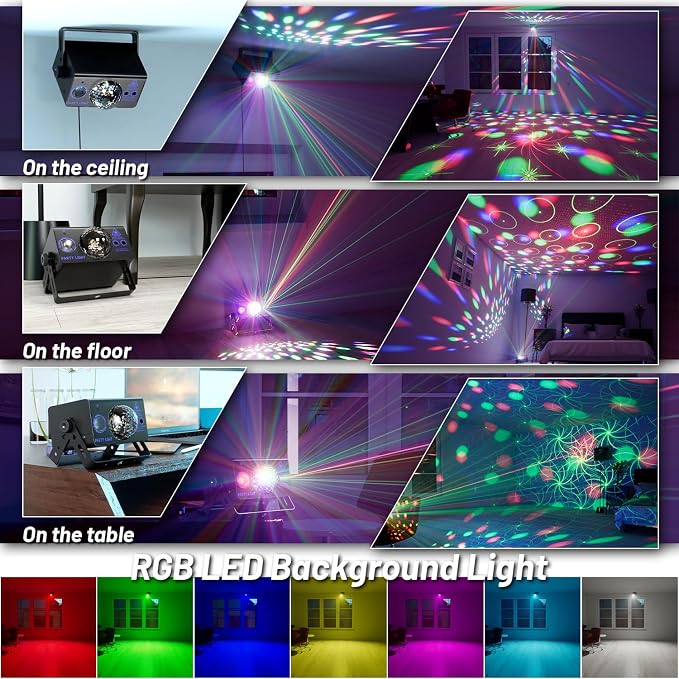 Party Lights Dj Disco Ball Light, LED Stage Strobe Lights Sound Activated with Remote Control for Xmas Club Bar Parties Holiday Christmas Birthday Wedding Home Decorations - Image 3