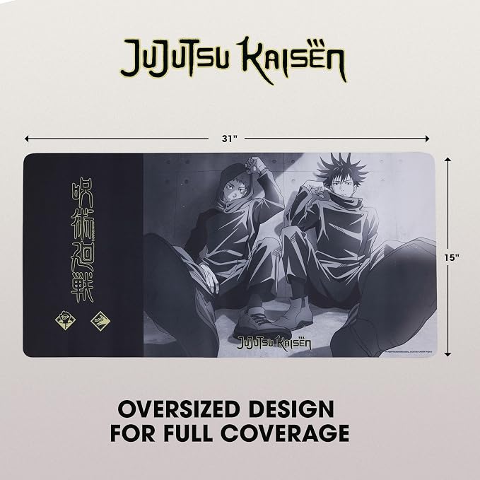 Jujutsu Kaisen Large Gaming Mouse Pad 31"x15" XL Computer Desk Mat, Anime | Jujutsu Kaisen anime gaming mouse pad, Oversized 31x15in , smooth fabric top, stitched edges, non-slip rubber base. - Image 6