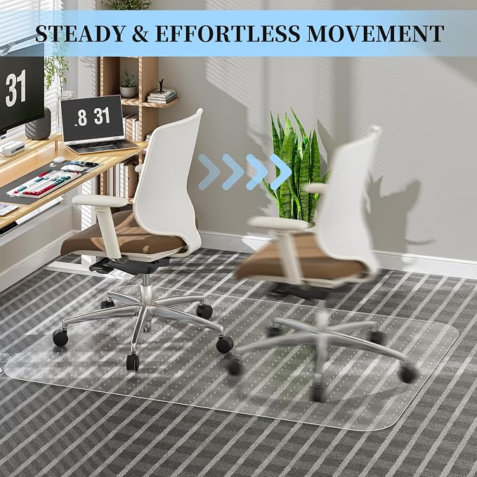 Tonaus Office Chair Mat for Carpet 36"x48" for Low Pile Carpets, Rectangle | Non-Slip Studded,2.2MM Thick Carpet Chair Mat，Transparent PVC Computer Chair Mat, Easy Glide, Scratch-Resistant - Image 5