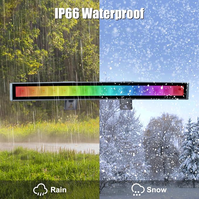 CREATESTAR LED RGB Light Bar for Wall Lighting, 48w Outdoor Wall Washer Light Waterproof IP66, Indoor Stage Party Color Changing with Smart APP/Remote Control 2 Pack - Image 6