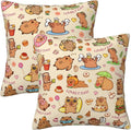 Capybara Throw Pillow Covers Set of 2, Soft 18x18 Inch Pillow Cases, Cute Capybaras Gifts for Girls, Home Decor for Living Room Bedroom Kids Room (capabara2) by Unknown
