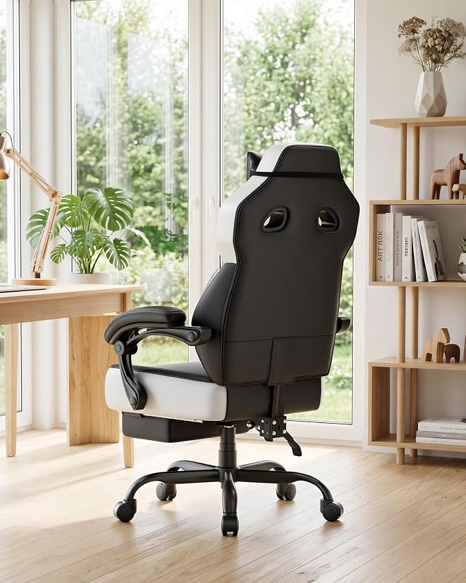 GTPLAYER Big & Tall Gaming Chair, Wide Seat with Footrest, Jet Black | Ergonomic High Back Computer Desk Chair for Adults, Comfort Padded Seat with Lumbar Support Armrests Recliner for Office/Home - Image 8