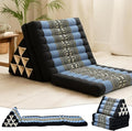 Leewadee - Comfortable Japanese Floor Mattress - Thai Floor Bed with Triangle Cushion - Futon Mattress - Thai Massage Mat, 67 x 21 inches, Blue, Kapok Filling | Floor & lounge cushion for relaxing, reading & TV - for meditation & yoga, firm & stable by Leewadee