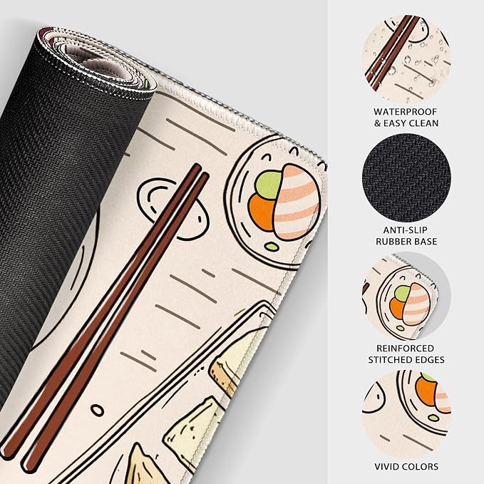 Japanese Ramen Large Gaming Mouse Pad Desk Mat XXL 31.5"x15.7" | Extended Mousepad, Non-Slip Rubber Base , Stitched Edges, for Computer/Laptop/Office/Home - Image 6