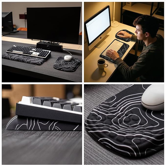 Keyboard Wrist Rest -Ergonomic Keyboard Stand with Wrist Rest- with Carpal Tunnel Pain Relief Massage Bumps and Full Memory Gel Design - Ideal Frequent Computer (Line) - Image 6