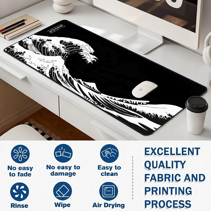 Mouse Pad Gaming - Desk Mat for Keyboard and Mouse - Large Mouse Pad for Desk, Mousepad (35.4" X 15.7") with Non-Slip Base, Desks Pad Mat Office and Home - Image 3