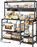SUPERJARE Bakers Rack with Power Outlet, 47.2 Inches Coffee Bar with Basket by SUPERJARE