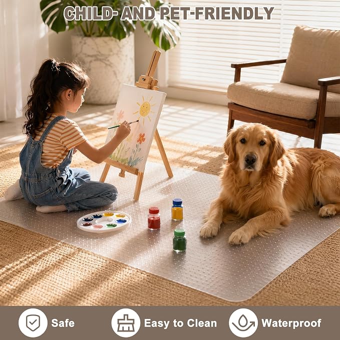 Office Chair Mat for Carpets, 48" x 36" Clear Carpet Protector Mat with Rounded Non-Sharp Studs, Durable Desk Chair Mat for Home Office and Gaming Room - Image 4