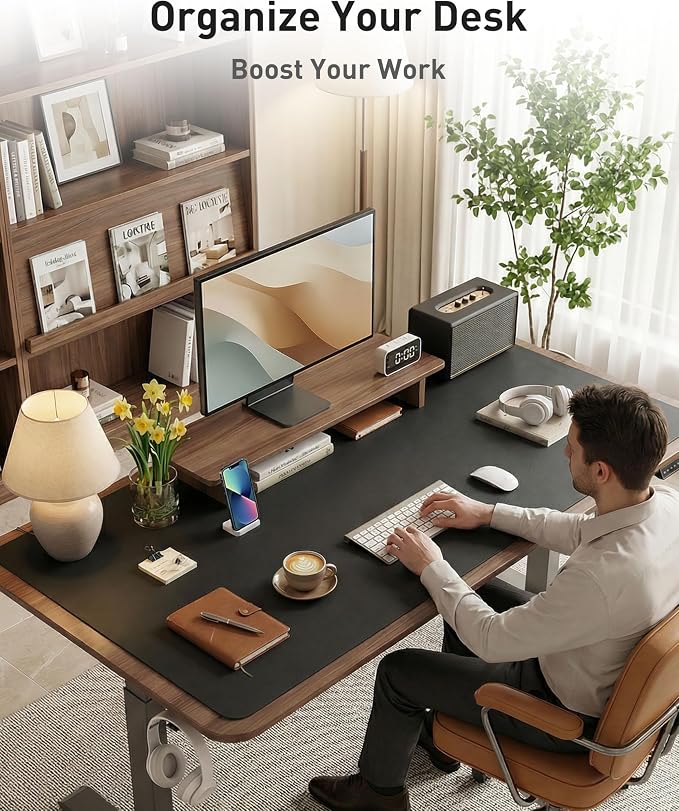 Aothia Faux Leather Desk Mat - Large Mouse Pad, Non-Slip PU Leather Blotter, Waterproof Writing Surface for Office and Home (Black, 40" x 24") - Image 3