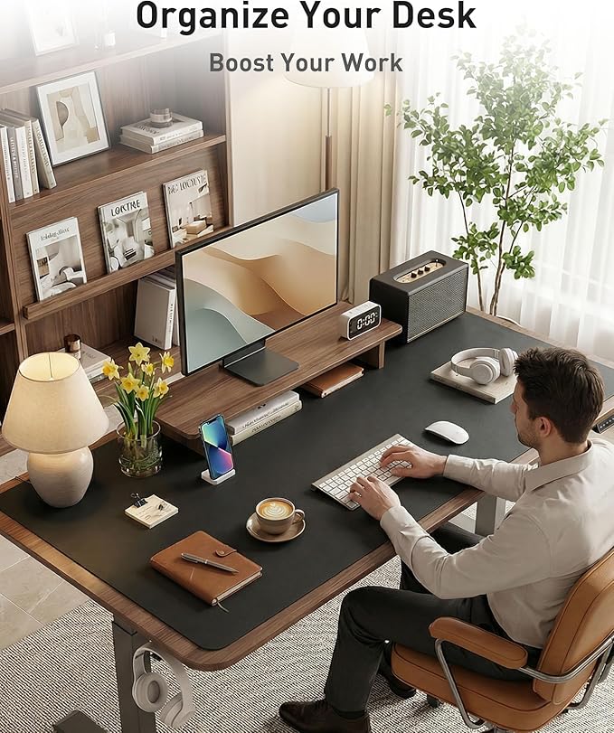 Aothia Faux Leather Desk Mat - Large Mouse Pad, Non-Slip PU Leather Blotter, Waterproof Writing Surface for Office and Home (Black, 63" x 17") - Image 8