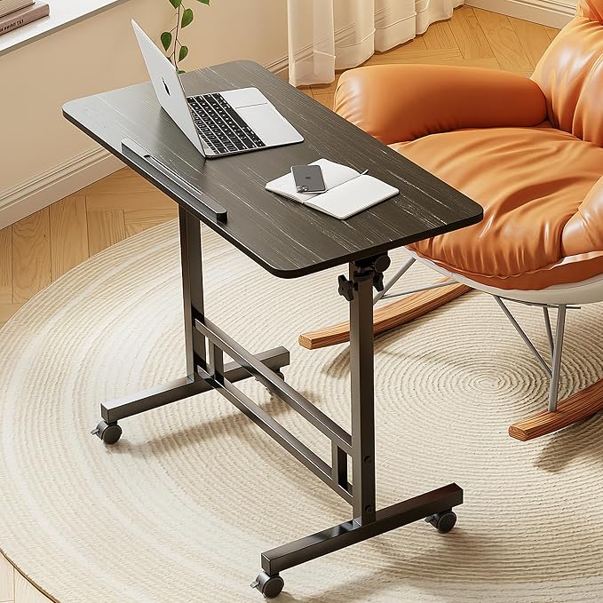 TigerDad Sturdy TV Tray Table with Wheels Rolling Tray for Eating on Couch by TigerDad