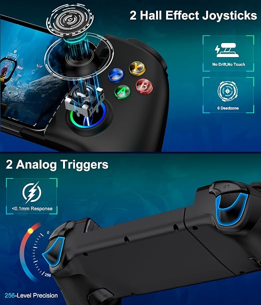 Mocagen Mobile Gaming Controller, MC2 Phone Controller for iPhone/Android/Switch/Oled/Switch 2 with Programmable/Hall Effect Joysticks & Analog Triggers/RGB Light - Image 3