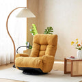 360° Swivel Gaming Floor Chair, 5 Position Adjustable Folding Sofa Chair with Armrests & Phone Holder, Cushion Padded Indoor Chaise Lounge for Adults, Home Office Floor Leisure Chairs, Yellow by BAOMKONG