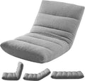 DUMOS Folding Floor Chair, 14-Position Adjustable Backrest Floor Seating | 5.9'' Thick Cushion Floor Seat with Teddy Velvet and Steel Frame for Adults, Kids, Reading, Meditation, Viedo Game, Grey by DumosLifestyle