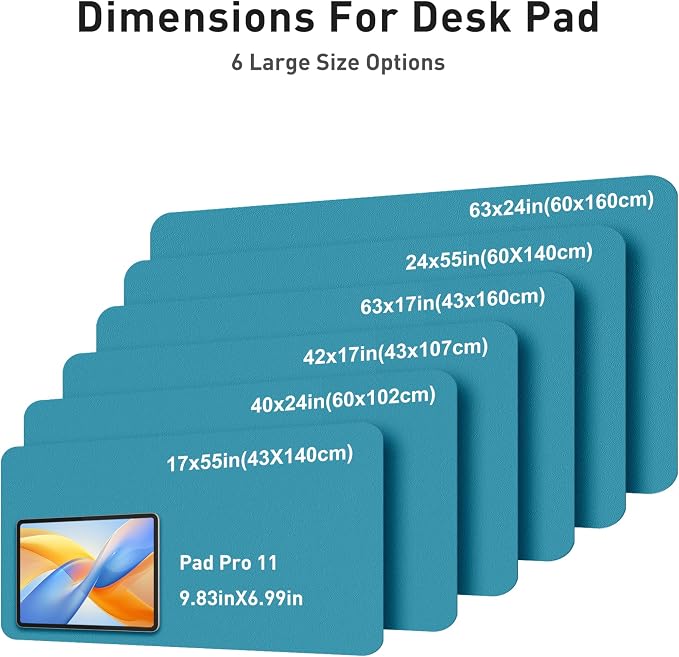 Aothia Faux Leather Desk Mat - Large Mouse Pad, Non-Slip PU Leather Blotter, Waterproof Writing Surface for Office and Home (Turquoise, 42" x 17") - Image 5