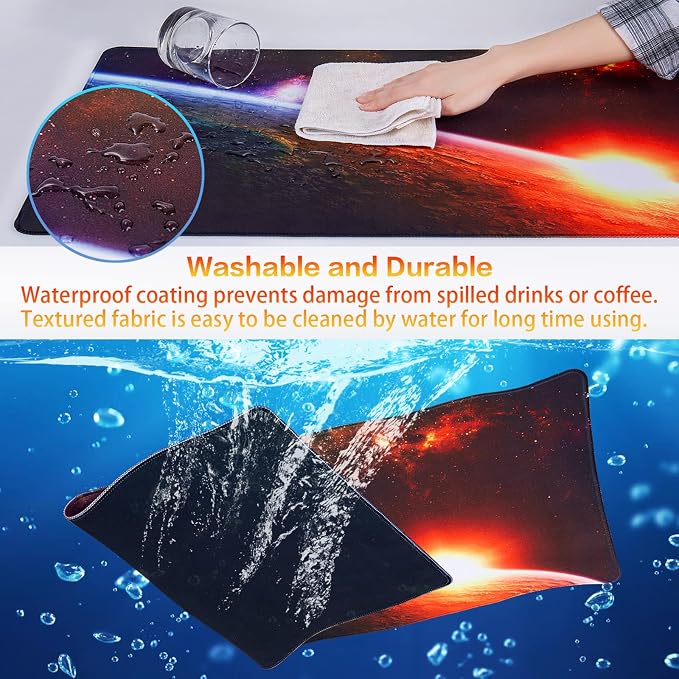 Canjoy Gaming Mouse Pad, 31.5x15.7in Large Mouse Pads for Desk Keyboard Pad | Desk Mat for Keyboard and Mouse Computer Big Full Size Desk Pad with Non-Slip Rubber Base and Stitched Edge for Home Office - Image 4