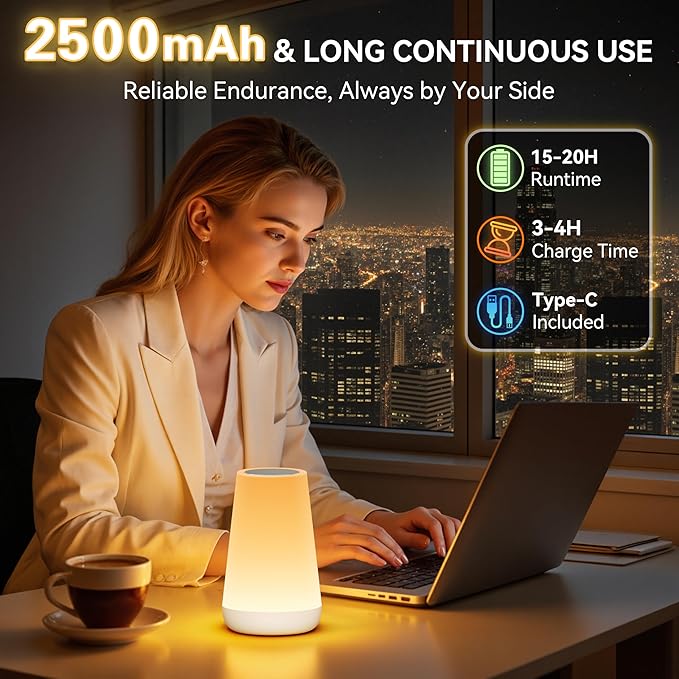 Auxmir Rechargeable Night Light, 13-Color Remote Control Lamp, White - Image 5