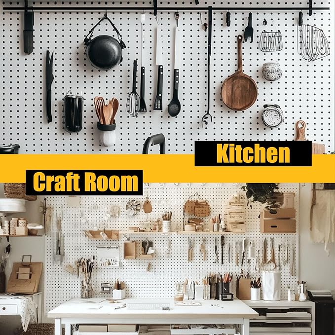 Spampur Peg Board, 6 Pack Metal Pegboard Panels with 50 Hooks - Image 9