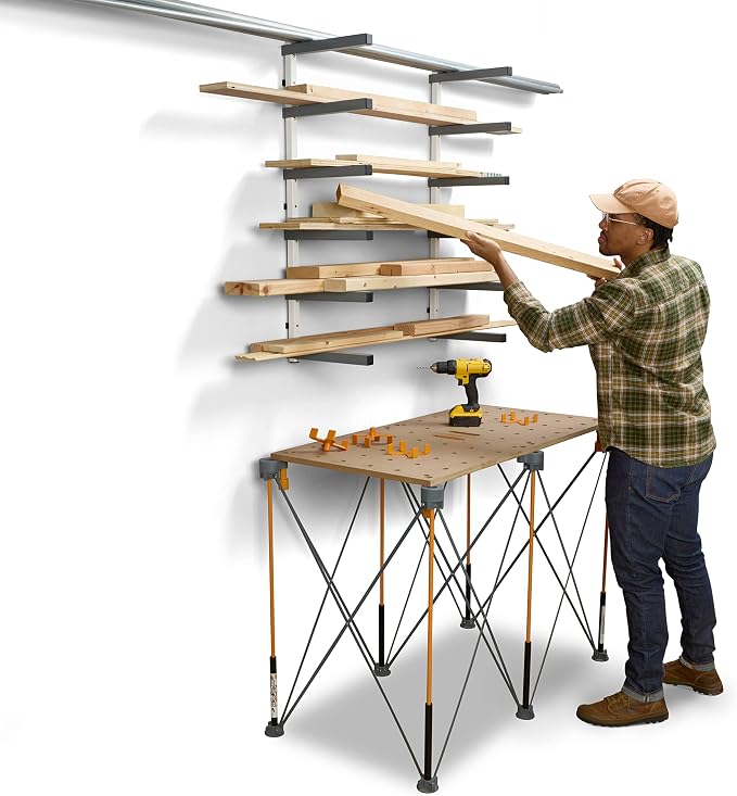 Bora 6 Level Lumber Storage Rack Wood and Garage Organization Space Saving Metal Shelf for Pipes, Boards, Plywood, and Building Materials - PBR-0620 White Gray - Image 8