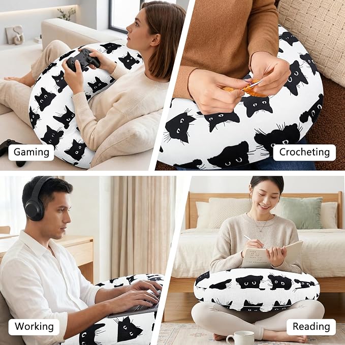 Crafting Pillow for Crocheting, Crochet Pillow for Lap Support, 12 Fun Print Styles, Ergonomic Arm Support, For Bed, Floor, Chair Comfort, Pain Relief and Fatigue for Gaming and Woking (Cat) - Image 5