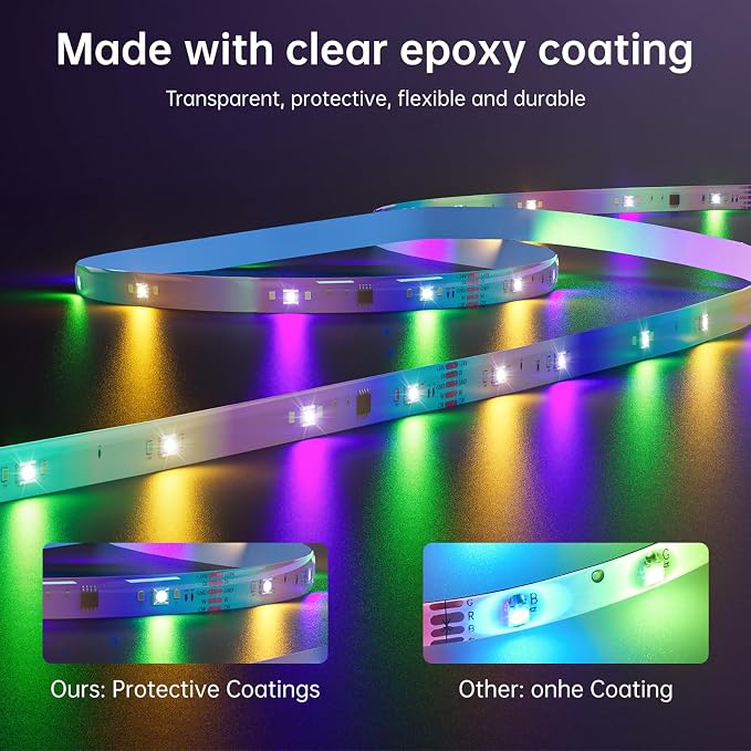 LED Strip Lights for Bedroom 32.8ft,Music Sync Color Changing LED Lights with Remote and App Control,RGBICWW Strip for Room Home Kitchen Party Stairs Bar Decoration - Image 7