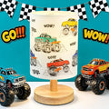 Construction Truck Table Lamp for Kids Bedside Lamp with Linen Wooden Nightstand Cartoon Nursery Lampshade for Bedroom Desk Birthday by MASTRON