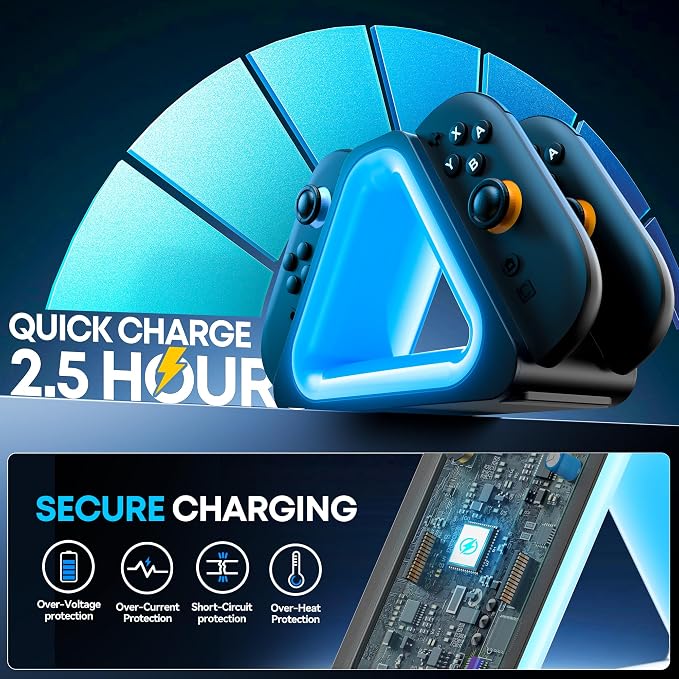 for Mac Game Charging Dock for 2025 Nintendo Switch 2 Joypad,Joypad 2 Controller Charging Docking Station, Ergonomics & Magnetic Fast Charger Dock Station with Charging Cable - Image 6