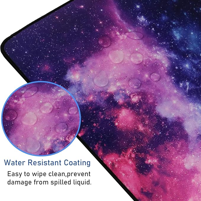 Gaming Mouse Pad, 31.5x15.7x0.12 inch Waterproof Computer Keyboard Mouse Mat Non-Slip Mousepad Rubber Base and Stitched Edges for Game Players, Office, Study, Esports Pros, Home, Desktop - Image 4
