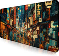 Cute Japanese Street Keyboard Desk Mat, Tokyo Night View Computer Mouse Mat | Large Extended Mouse Pad; Full Desk Coverage; Waterproof Coating; Stable Anti-Slide Base For Gaming, Office, Study Daily Use by LQFIWSS