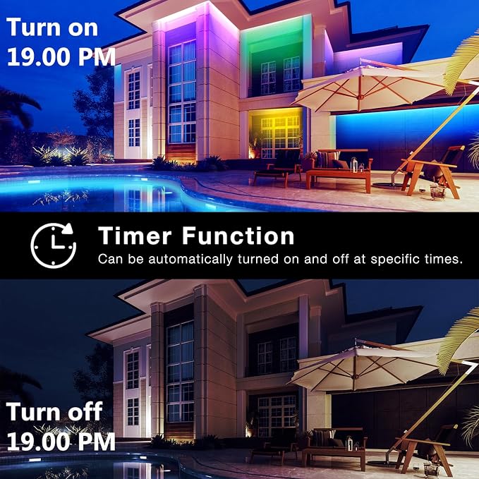 Outdoor LED Strip Lights Waterproof 100ft, IP67 Waterproof LED Light Strips with Remote, Music Sync APP Control, RGB Color Changing LED Lights for Eaves, Roof, Pool, Patio, Outdoor Decorations - Image 6
