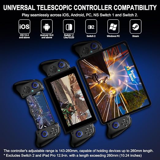 Joso Wireless Game Controller for iPhone/iPad/Android, Phone Controller for Android/iOS/Switch with Hall Effect Triggers, 2 Programmable Back Buttons, Dual Vibration & Turbo, Support Phone Case - Image 2