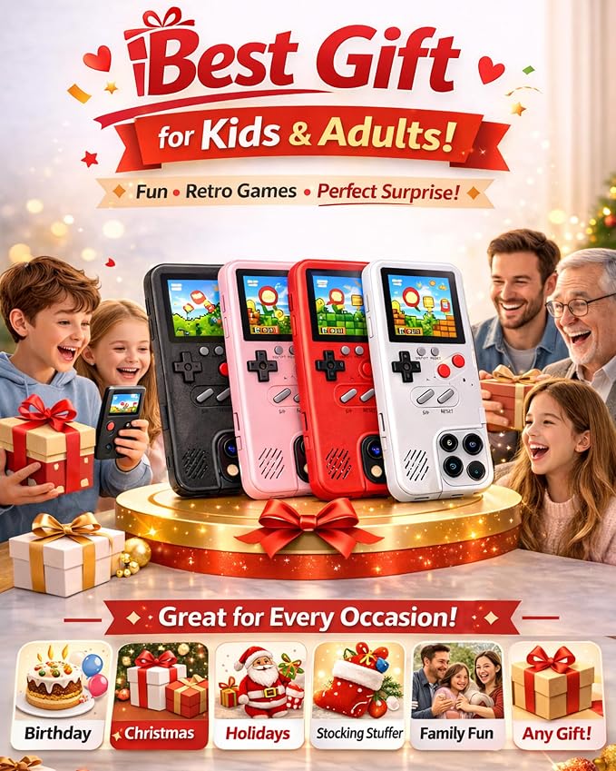 Game Phone Case, 168 Built-in Small Video Games, Red, Compatible with iPhone 16 Pro Max - Image 7