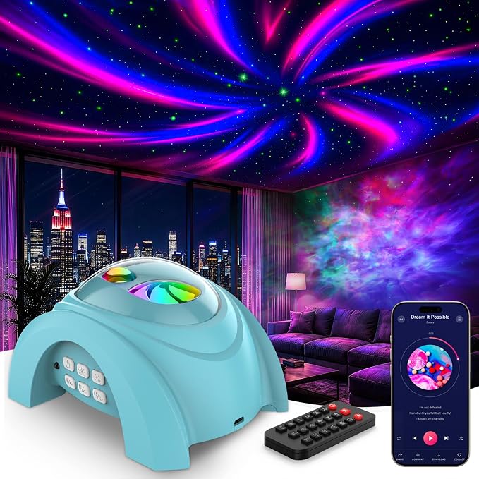Rossetta Dual Lens Galaxy Star Aurora Projector Night Light for Bedroom by Rossetta