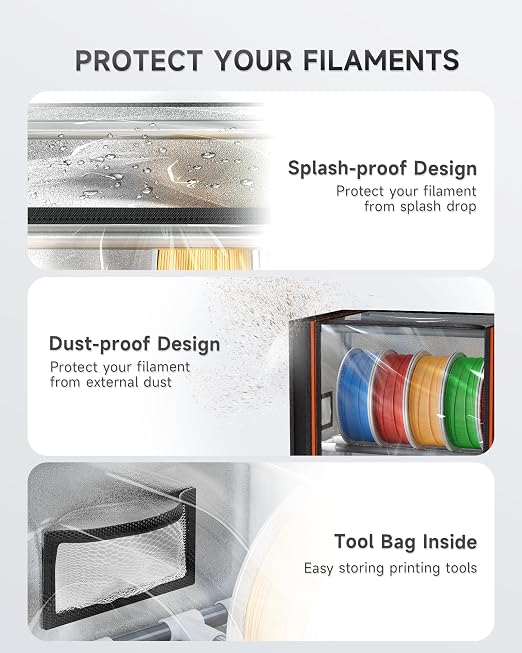 YOOPAI 3D Printer Filament Storage Box – 2 Tier Filament Storage Rack with Fabric Cover, Holds Up to 12 Rolls 1KG – 3D Filament Storage Organizer for Home, Workshop & Studio - Image 3