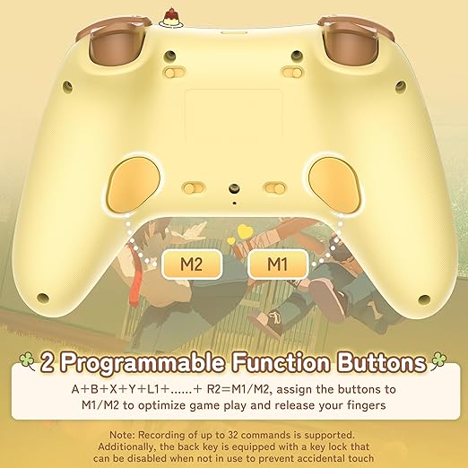 Kuitmor Pompompurin Dog Switch Pro Controller, Cute Hall Effect Wireless Gamepad No Drift for Switch 2/Switch/OLED/Lite, PC/Steam, Android, iOS, Bluetooth + Wired, Turbo, Back Buttons, 6-Aixs Gyro, Wake-up, RGB (Yellow, With Receiver) - Image 6