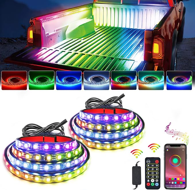 Nilight Truck Bed Light Strip RGB-IC LED Bar 2PCS 60 inch Cargo Lighting by Nilight