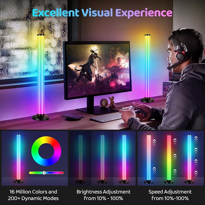 RGB Light Bars 360° FullScreen Illumination 2x16.5-inch Music Sync for Room - Image 5