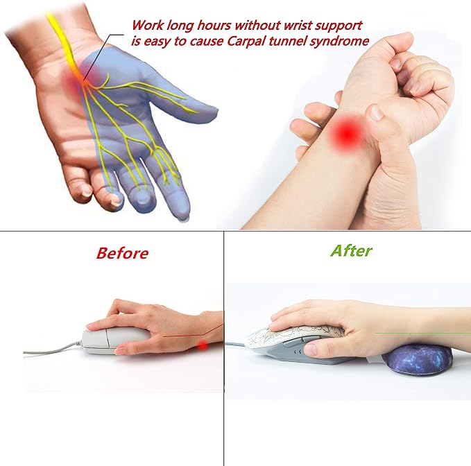 BRILA Ergonomic Memory Foam Mouse Wrist Rest Support Pad Cushion for Computer, Laptop, Office Work, PC Gaming - Massage Holes Design - Wrist Pain Relieve (Nebula Galaxy Space) - Image 7