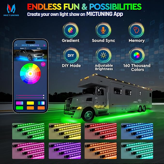 MICTUNING N8 RGBW Underglow Light Specially for RVs, App/Remote Control - Image 4