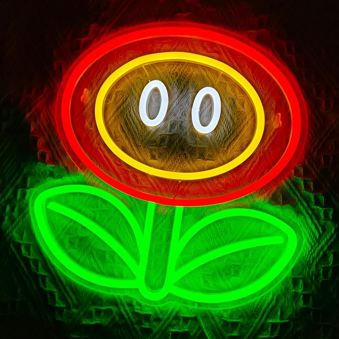 Fire Flower Neon Sign, Dimmable Gaming Neon Sign for Man Cave,Bedroom, Gamer Room, Living Room, Party Wall Decor, Birthday Christmas Gifts - Image 2
