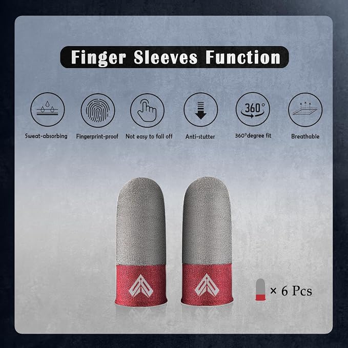 6PCS Gaming Finger Sleeves. 0.29MM Silver Fiber, Anti Sweat, Extremely Thin,Breathable Touchscreen dedales Gamer Finger Cover Thumb Sleeve Fit Phone Game Tablet Devices. (Red) - Image 7