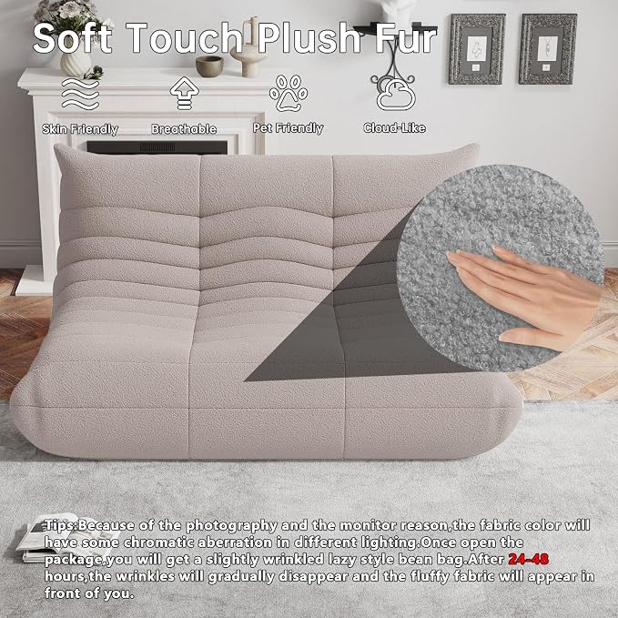 WHGBJA Loveseat Bean Bag Chair for Adults, Comfy Beanbag with Memory Foam | Floor Sofa Chair for Gaming, Reading, Bedroom, Living Room, Boneless, Ergonomic - Image 3