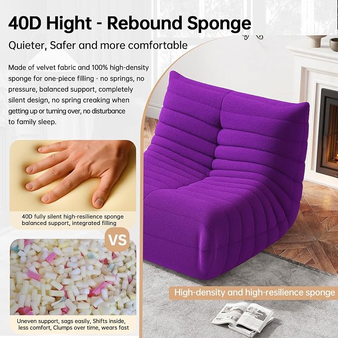 WHGBJA Bean Bag Chair for Adults, Lazy Bean Bag Sofa for Bedroom, Living Room, Reading, Gaming Floor Sofa Chair, Boneless, Comfy - Image 4